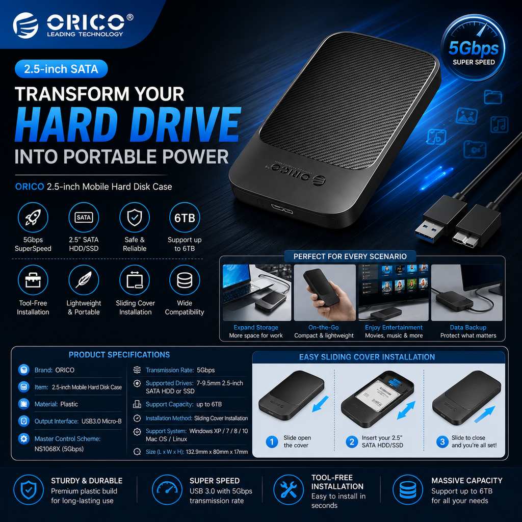 ORICO HDD CASE 2.5 INCH 2020U3-V1 3.0 NEW MODEL